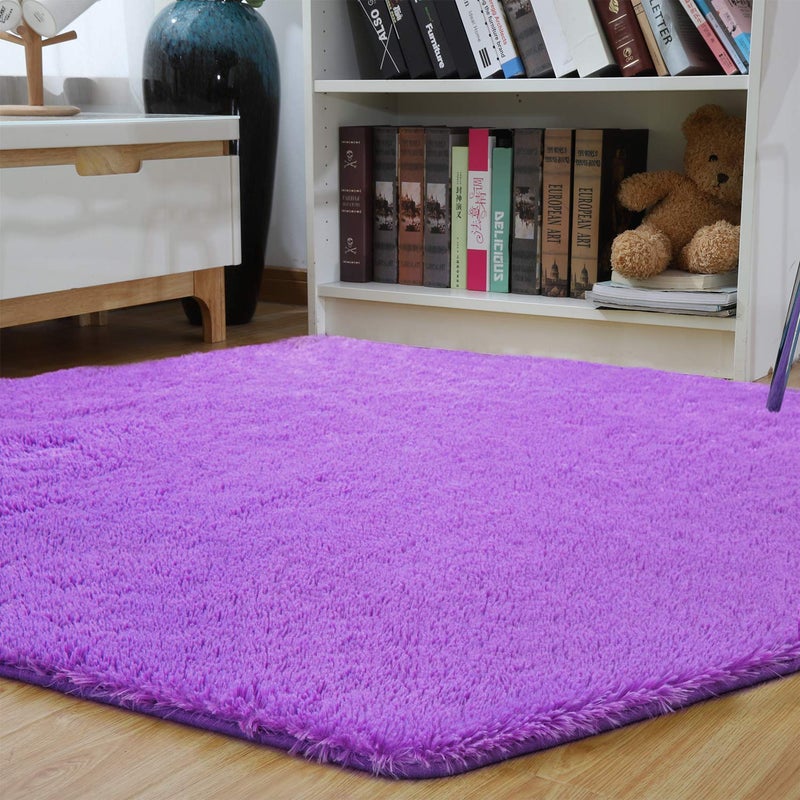 junovo Ultra Soft Rug for Nursery Children Room Baby Room Home Decor Dormitory Hexagon Carpet for Playhouse Princess Tent Kids Play Castle, Diameter 4.6 ft, Purple - Image 5